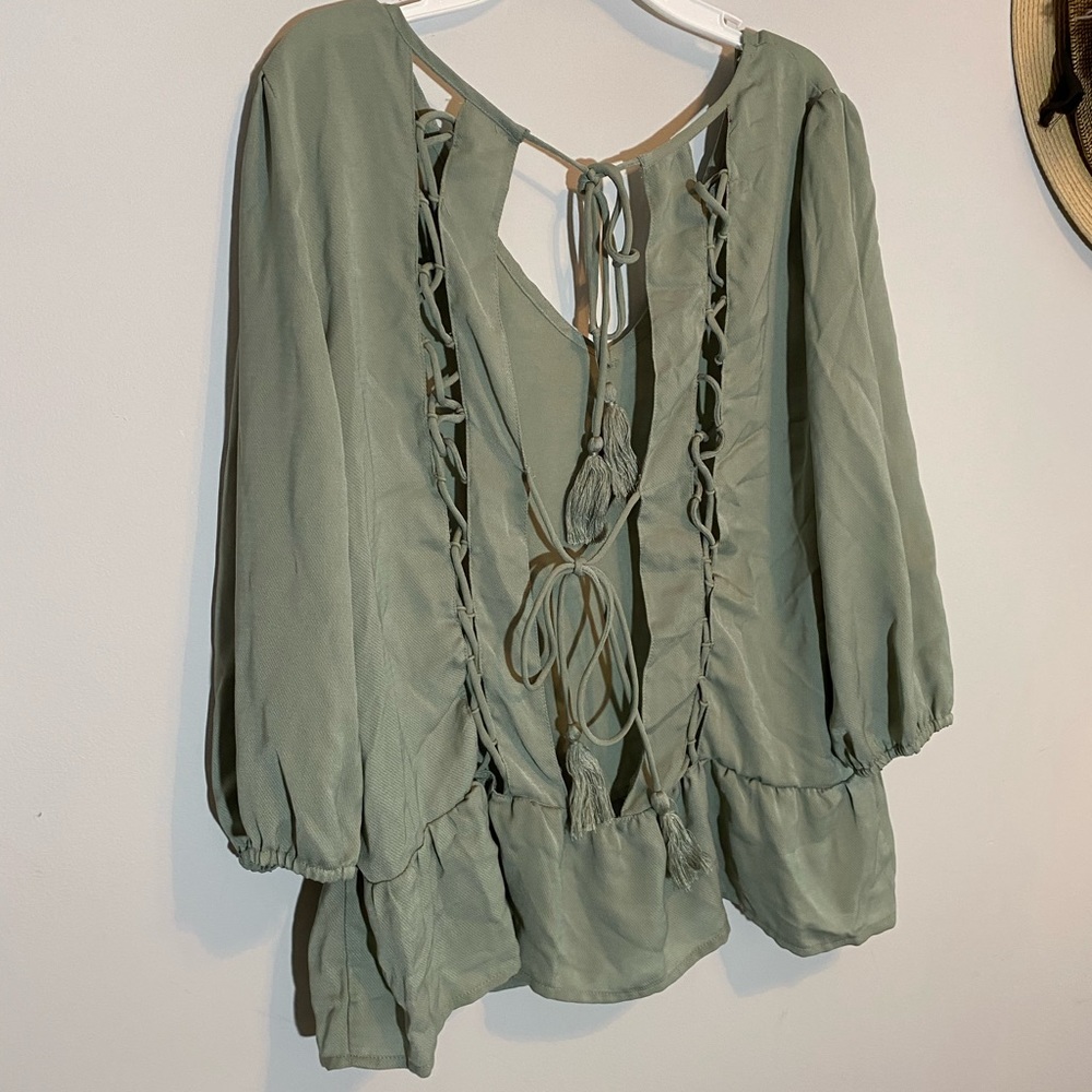 Cute Tie up, open back shirt from Buckle